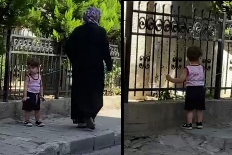 &Ccedil;ocuğu iple bağlayıp gezdiren kadın sosyal medyayı ayağa kaldırdı