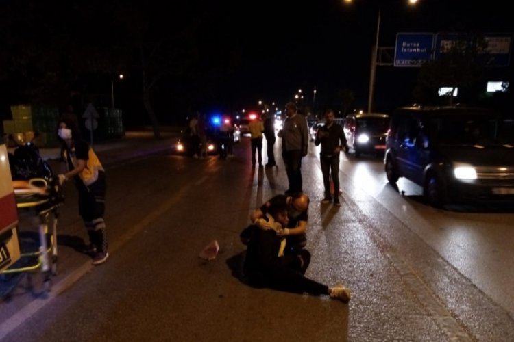 Bursa'da kontrolden çıkan motosikletli kadın ölümden döndü!