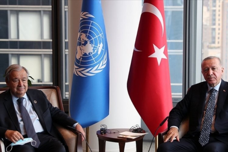 Cumhurbaşkanı Erdoğan, BM Genel Sekreteri Guterres ile g&ouml;r&uuml;şt&uuml;