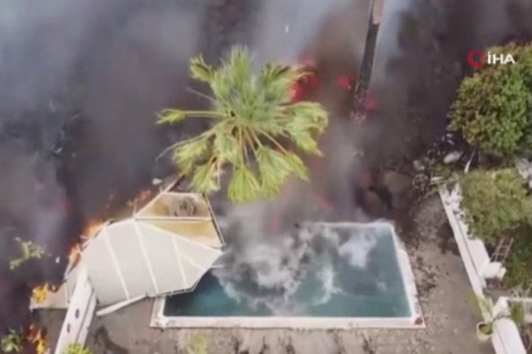 Kanarya Adaları'ndaki yanardağdan akan lavlar havuzu doldurdu