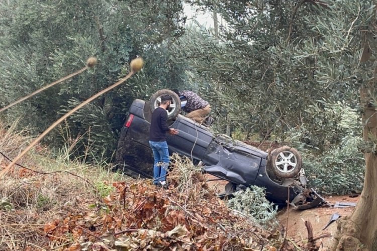 Bursa'da kanala u&ccedil;an ara&ccedil; takla attı