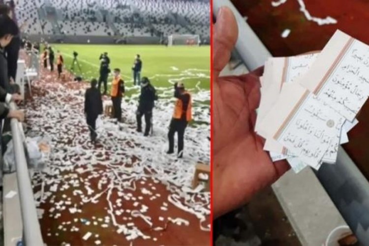 Ordu'daki ma&ccedil;ta Kur'an-ı Kerim sayfaları konfeti şeklinde sahaya fırlatıldı