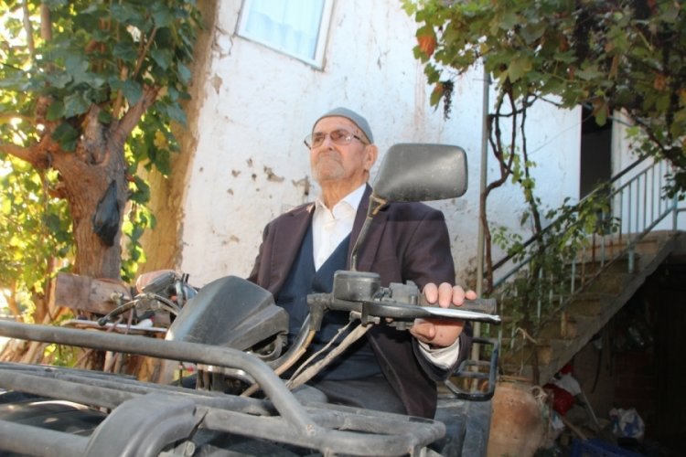 92 yaşındaki ATV tutkunu dede ona g&ouml;z&uuml; gibi bakıyor