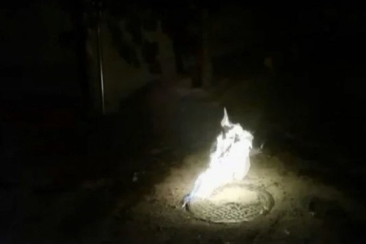 Doğalgaz sızıntısı iddiası! R&ouml;gar kapağından alev &ccedil;ıkıyor