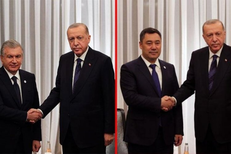 Cumhurbaşkanı Erdoğan, &Ouml;zbekistan ve Kırgızistanlı mevkidaşlarıyla g&ouml;r&uuml;şme ger&ccedil;ekleştirdi