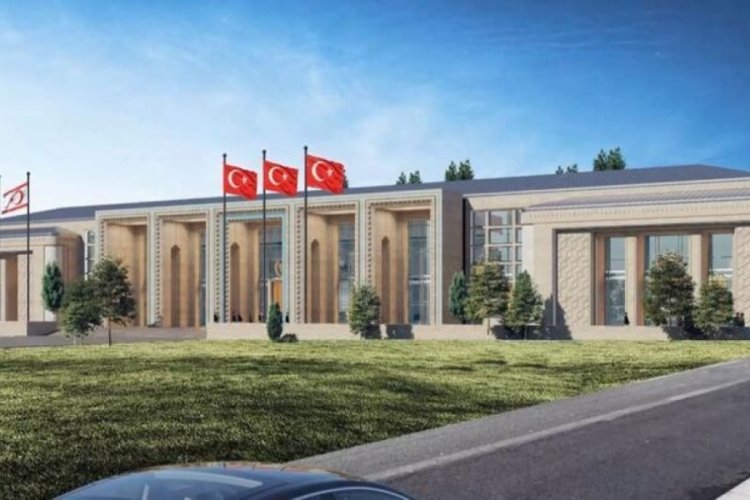 Erdoğan'ın m&uuml;jdesini verdiği KKTC Cumhurbaşkanlığı Kompleksi'nin g&ouml;r&uuml;nt&uuml;leri ortaya &ccedil;ıktı