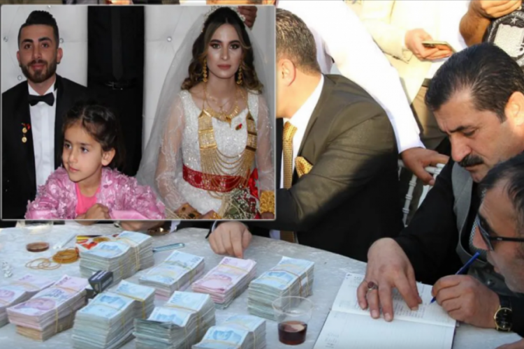 Aşiret d&uuml;ğ&uuml;n&uuml;nde gelin ve damada servet takıldı