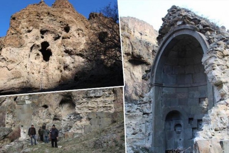 Etrafı kaya i&ccedil;i mağaralarla dolu Vank Kilisesi harabeye d&ouml;nd&uuml;