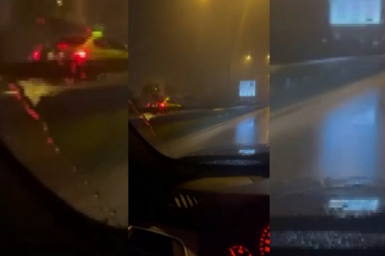 Bursa'da ters şeritten giden otomobil faciaya davetiye &ccedil;ıkardı