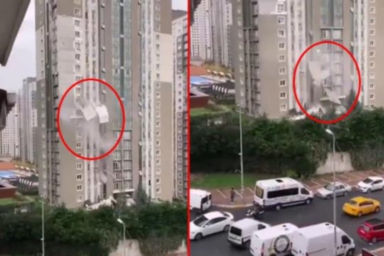 Kuvvetli fırtına bir binayı parampar&ccedil;a etti