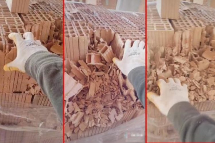 İnşaat iş&ccedil;isinin paylaşımı g&uuml;ndem oldu! Tuğla ellerinde toza d&ouml;nd&uuml;
