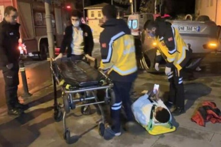 Virajı alamayarak takla attı, g&ouml;r&uuml;nt&uuml;l&uuml; konuşmaya devam etti