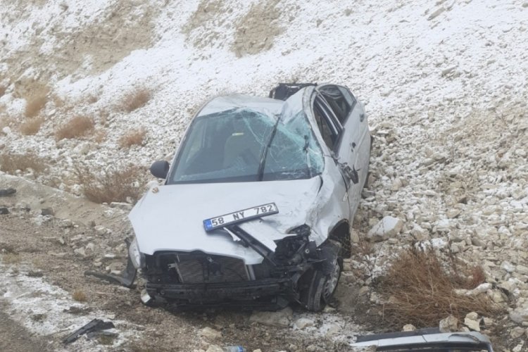 Otomobil karlı havada takla attı, 1 yaralı