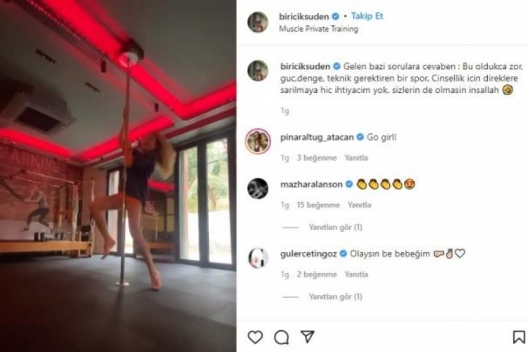 Biricik Suden, direk dansı yaptığı anları paylaştı