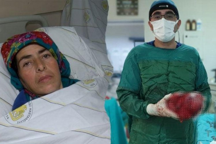Karnından 5,5 kilo ağırlığında b&ouml;brek t&uuml;m&ouml;r&uuml; &ccedil;ıkarıldı