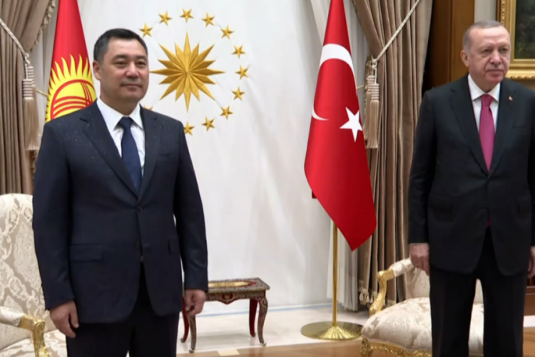 Cumhurbaşkanı Erdoğan Kırgızistan Cumhurbaşkanı Caparov ile g&ouml;r&uuml;şt&uuml;