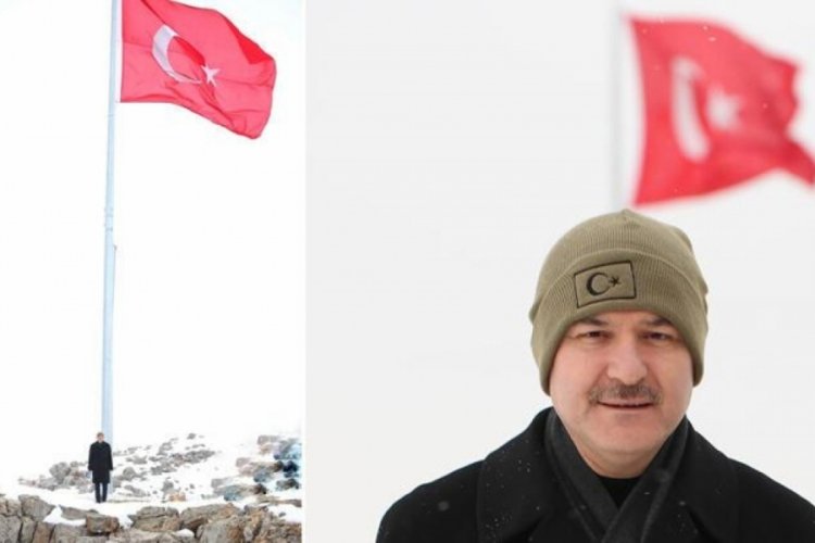 Bakan Soylu'dan Cudi Dağı'nda 'T&uuml;rk bayrağı' paylaşımı
