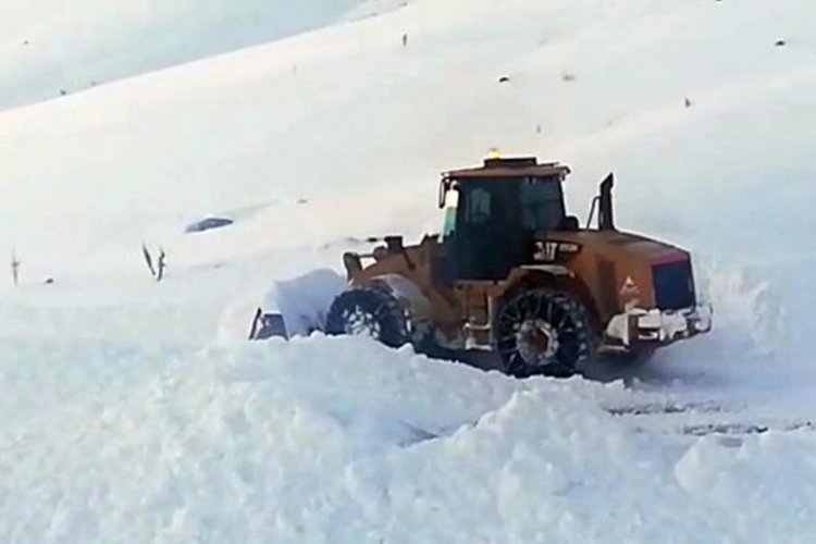 Erzincan'da k&ouml;y yolları kardan kapandı