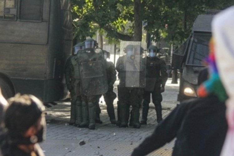Şili'de protestolara m&uuml;dahale eden polislere arı şoku!