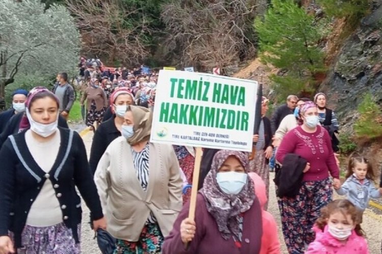 Aydın'da k&ouml;yl&uuml;ler maden sondaj &ccedil;alışmalarına karşı y&uuml;r&uuml;d&uuml;