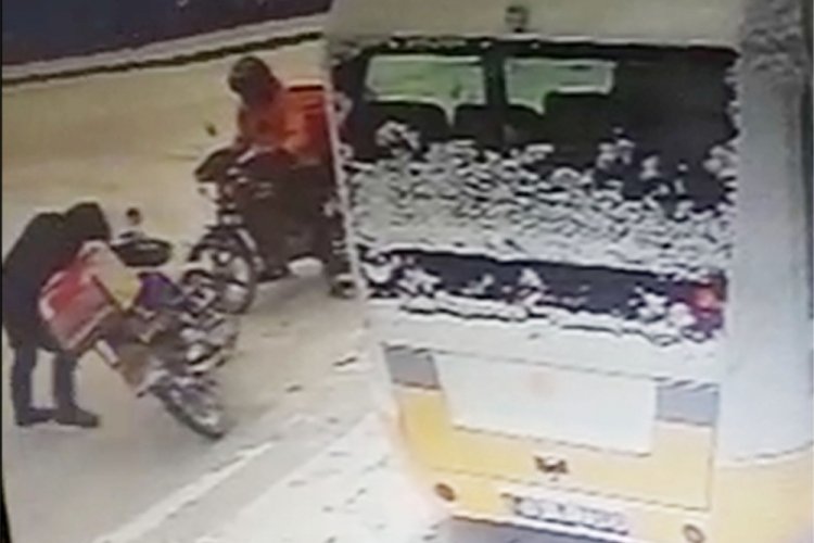 Bursa'da kuryenin karda zor anları