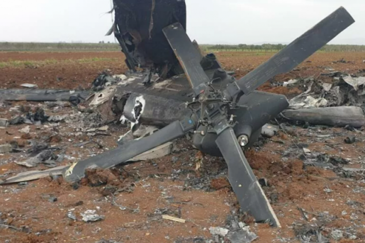ABD'nin Suriye'deki DAEŞ operasyonunda imha ettiği helikopter g&ouml;r&uuml;nt&uuml;lendi