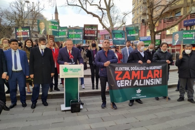 Gelecek Partisi Bursa İl Başkanlığı zamları protesto etti 