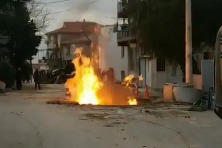 İzmir'de sızan doğalgaz tutuştu