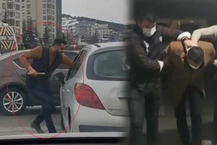 Trafikte uyarıldı diye &ccedil;eki&ccedil;le saldırdı