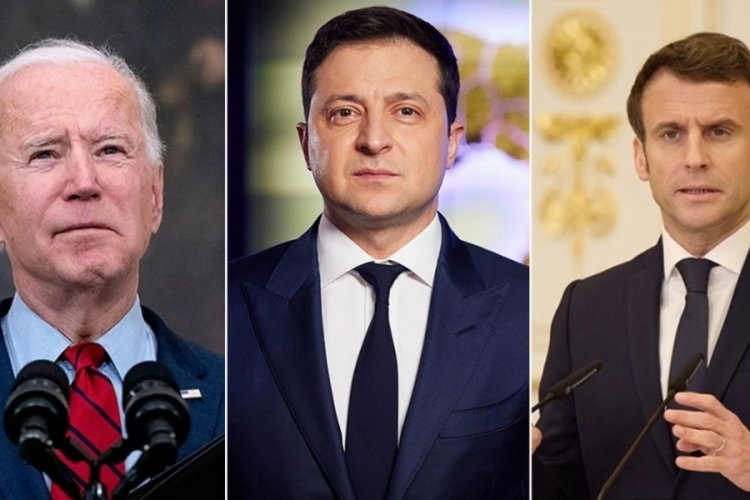 Macron, Biden ve Zelenski ile g&ouml;r&uuml;şt&uuml;