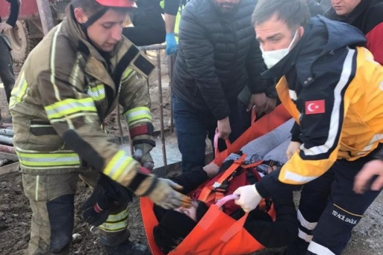 50 metre y&uuml;kseklikte rahatsızlanınca yardımına itfaiye ekipleri yetişti