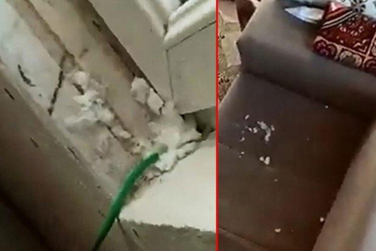 Elazığ'da, evlerden şoke eden g&ouml;r&uuml;nt&uuml;ler