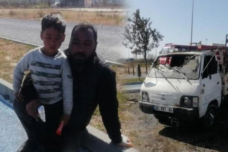 Hurda taşıdığı kamyonet yandı!  oğluyla birlikte canını zor kurtardı