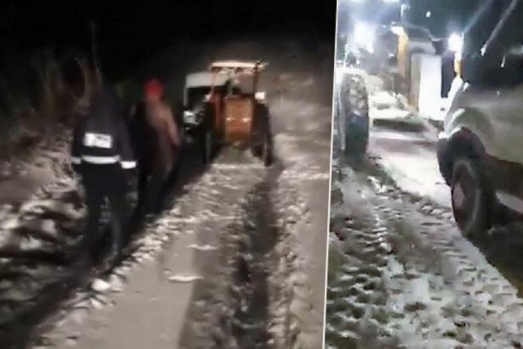 Kız istemeye giderken, kar y&uuml;z&uuml;nden yolda kaldılar
