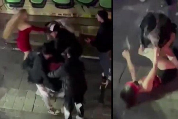 İstanbul'da kızlar sa&ccedil; sa&ccedil;a baş başa kavga etti