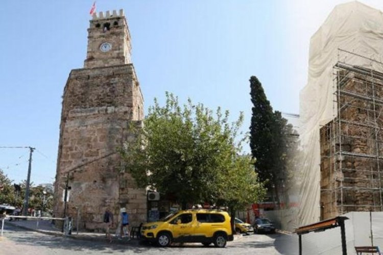 Antalya'nın simgesi Saat Kulesi &ouml;z&uuml;ne d&ouml;n&uuml;yor