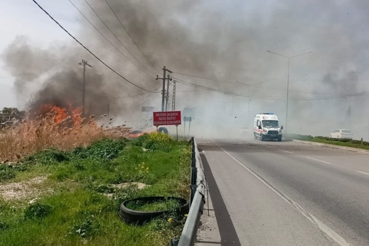 Yangın benzin istasyonuna ulaşmadan s&ouml;nd&uuml;r&uuml;ld&uuml;