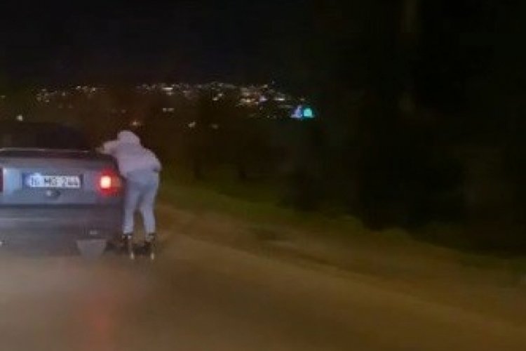 Bursa'da patenle tehlikeli yolculuk