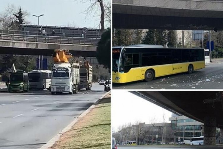 İstanbul'da &uuml;st ge&ccedil;ide kamyonuyla &ccedil;arpan s&uuml;r&uuml;c&uuml; g&ouml;zaltına alındı