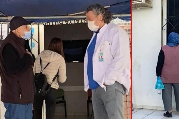 Sağlık merkezinde pencereden muayeneye inceleme...