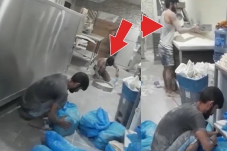 Edirne'de fırında yere d&ouml;k&uuml;len unları toplayıp lavaş yaptı