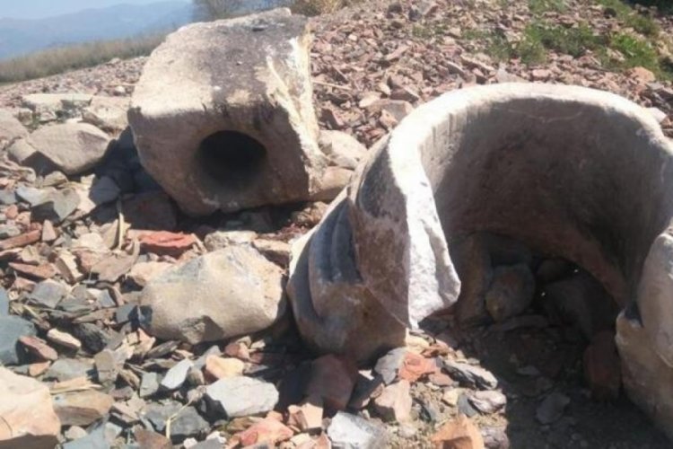 Aydın'da par&ccedil;alanmış tarihi eser bulundu