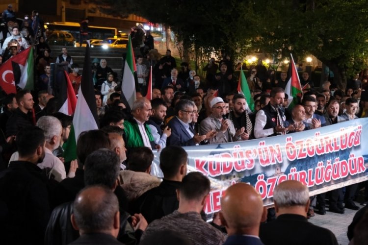 İsrail'in saldırılarına Bursa'dan protesto