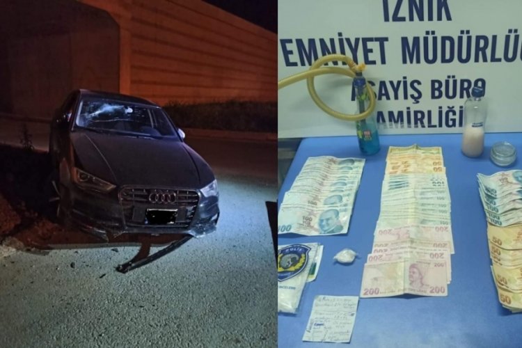 Bursa'da zehir tacirleri polisten ka&ccedil;arken kaza yaptı
