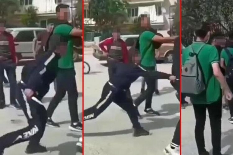 14 yaşındaki &ccedil;ocuk, liseli genci okulun &ouml;n&uuml;nde bı&ccedil;akladı
