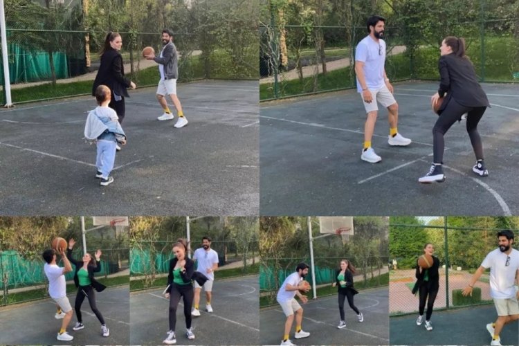 Burak &Ouml;z&ccedil;ivit ile Fahriye Evcen &ccedil;iftinin basketbol keyfi