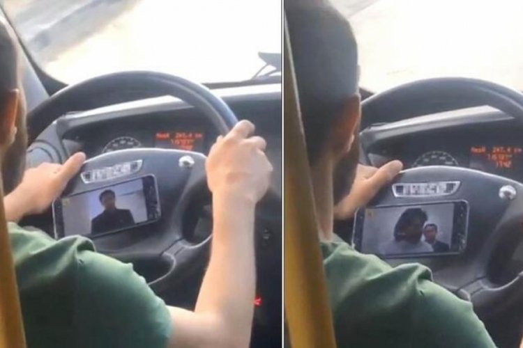 Direksiyon başında dizi izledi, ceza yedi