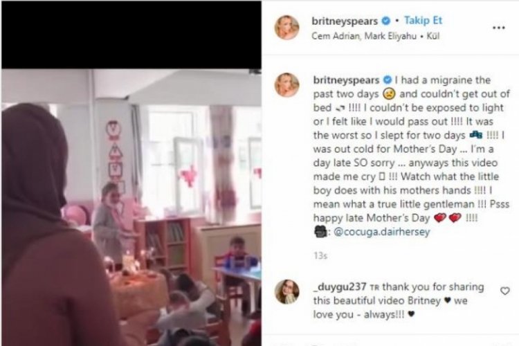 Britney Spears, T&uuml;rkiye'de &ccedil;ekilen g&ouml;r&uuml;nt&uuml;y&uuml; paylaştı: Bu video beni ağlattı