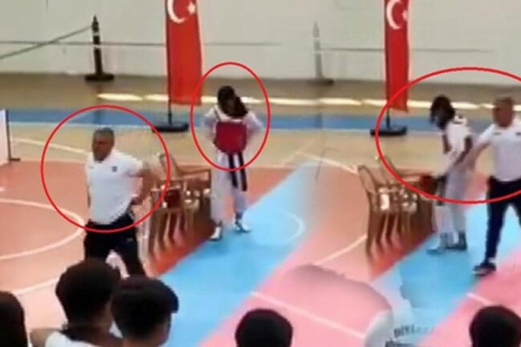 Tekvando se&ccedil;melerinde elenen gence antren&ouml;r tokat attı