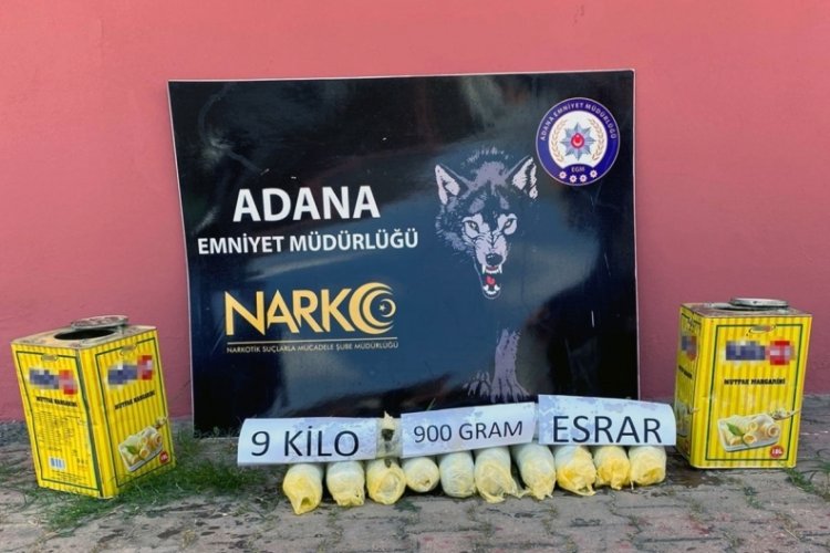Adana'da margarin tenekelerinden esrar &ccedil;ıktı